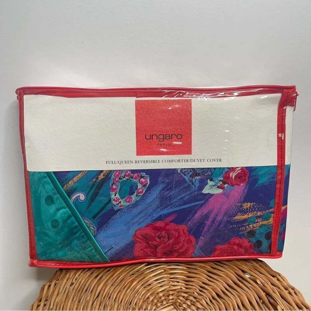 NEW Ungaro Paris Retro 70s 80s Sealed Full / Queen Reversible Bed Duvet Cover